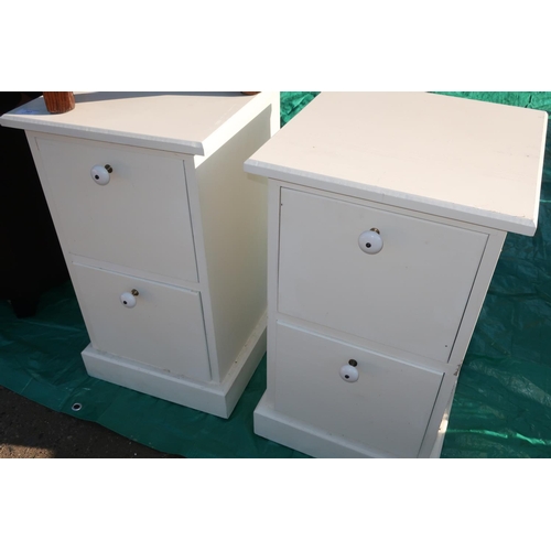 343 - Pair of white painted two drawer bedside chests