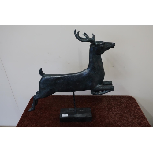 350 - Composite figure of a prancing reindeer on rectangular stand (54cm high)