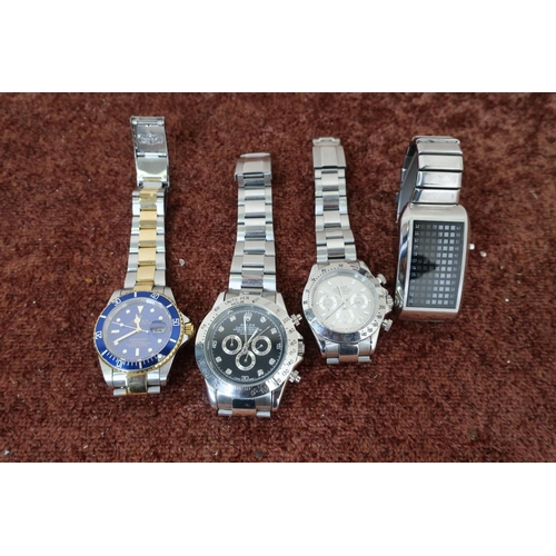 354 - Four gents wrist watches, three marked Rolex the other marked Pimp (4)