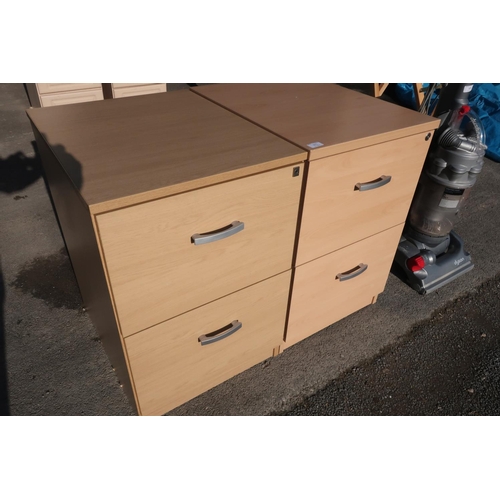 371 - Pair of modern beech laminate two drawer office filling chests (48cm x 60cm x 72cm)