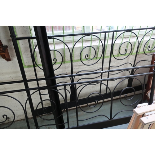 382 - Metal framed king bedstead with mattress