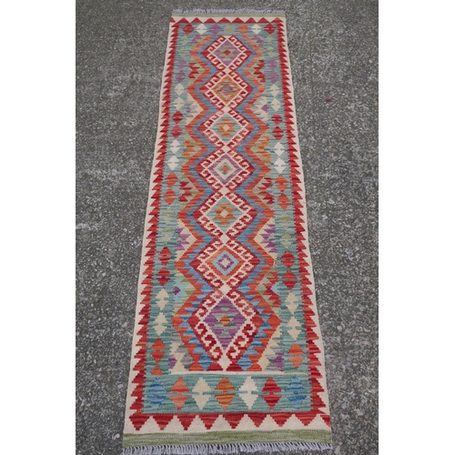 433 - Vegetable dye wool Chobi Kelim runner (191cm x 58cm)