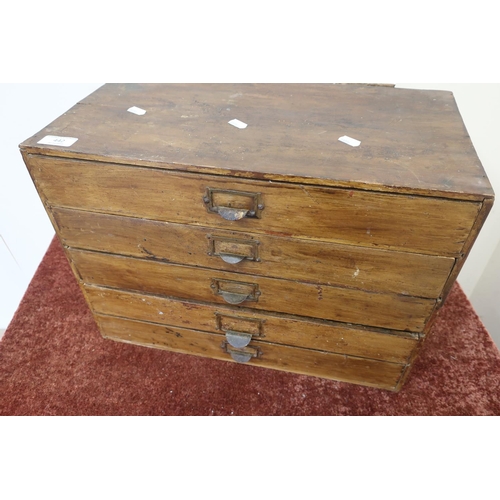 442 - Rustic set of five desk to filling drawers (47cm x 24cm x 35cm)