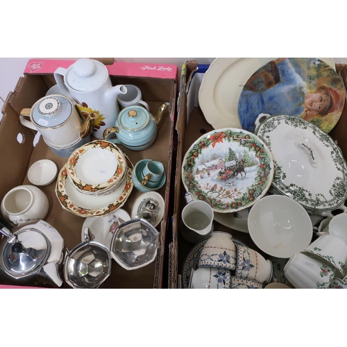 456 - Silver plated three piece tea service, various other ceramic tea services, Victorian and later etc