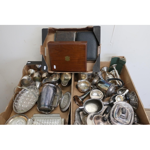 47 - Extremely large collection of various silver plated ware, cased cutlery etc in three boxes