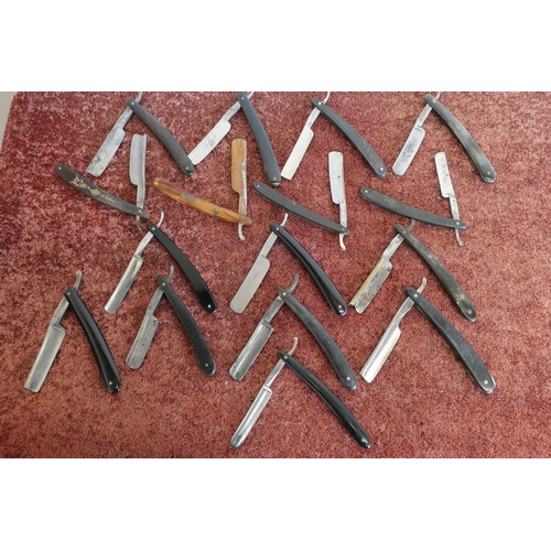 60 - Large collection of various 19th C and later cut throat razors, mostly Sheffield makes