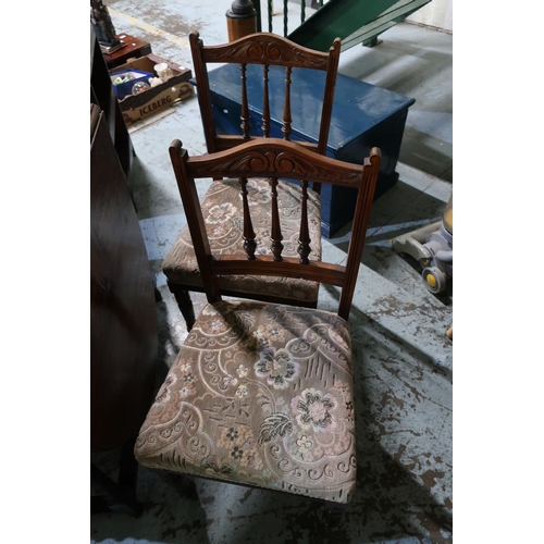 113 - Four Victorian walnut dining chairs