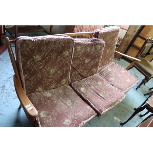 136 - Light elm Ercol three seat sofa (width 206cm)