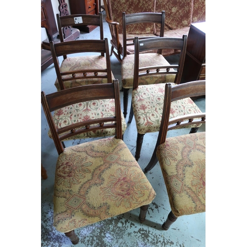 138 - Set of 19th C mahogany dining chairs with upholstered seats and turned supports