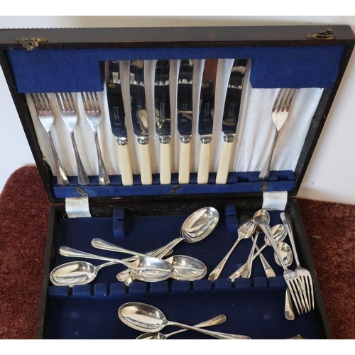 393 - Mahogany cased part cutlery set