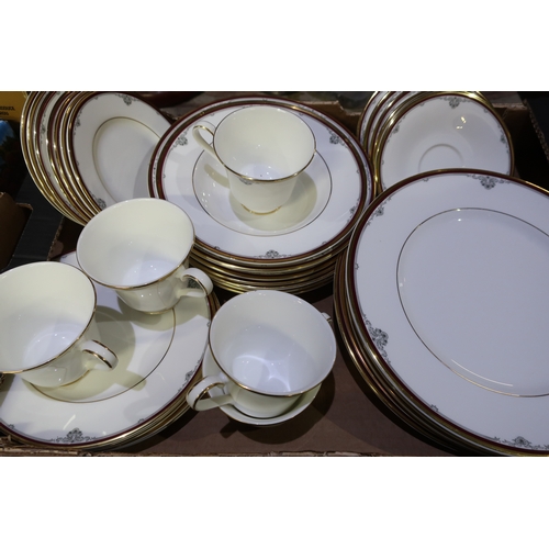 420 - Set of six Royal Doulton Cambridge H5107 soup bowls, dinner plates and side plates