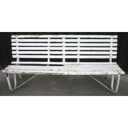 267 - Vintage painted garden bench with wooden slats (AF)