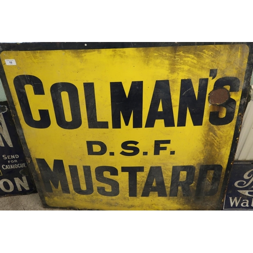 10 - Vintage enamel advertising sign for Colman's D.S.F Mustard (96.5cm x 91.5cm)