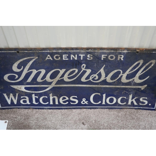 11 - Vintage enamel advertising sign for Ingersoll Watches (71.5cm x 30.5cm)