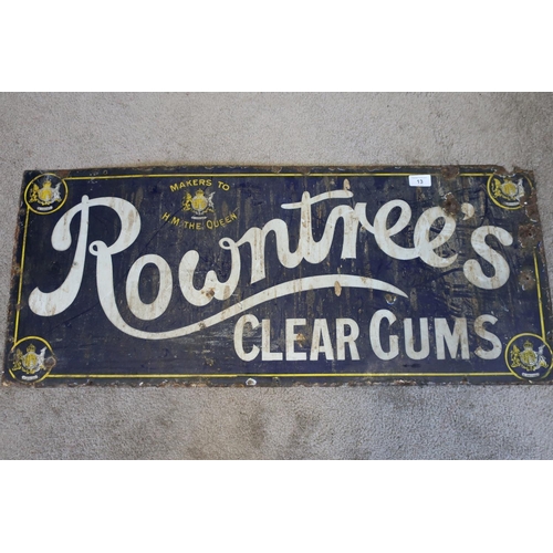 13 - Enamel advertising sign for Rowntrees Clear Gums (90.5cm x 38.5cm)