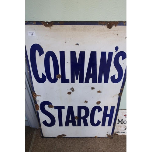18 - Enamel advertising sign for Colman's Starch (61.5cm x 91.5cm)