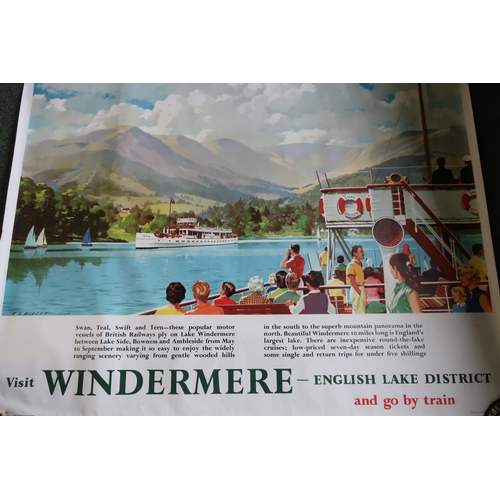 187 - Collection of three large unframed British Railway advertising posters including The English Lakes, ... 