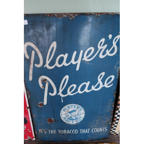 2 - Enamel advertising sign for Players Please Players Navy Cut Tobacco (56cm x 86cm)