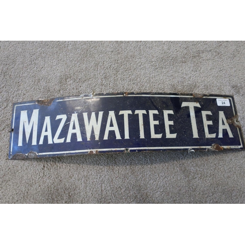 24 - Enamel advertising sign for Mazawattee Tea (61.5cm x 15.5cm)