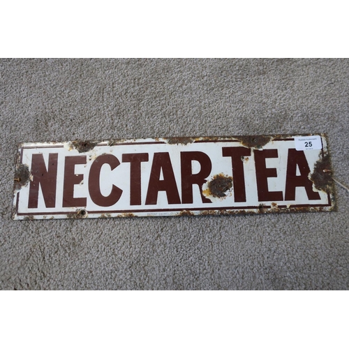 25 - Enamel advertising sign for Nectar Tea (45.5cm x 11.5cm)
