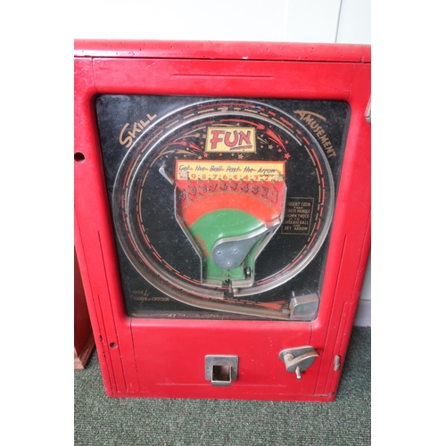 250 - Vintage penny arcade pinball machine 'Skill Fun Amusement' made by Brenner of Croydon (52cm x 22cm x... 