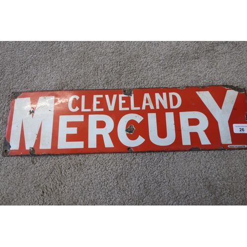 26 - Enamel advertising sign for Cleveland Mercury (newspaper) (56cm x 15.5cm)