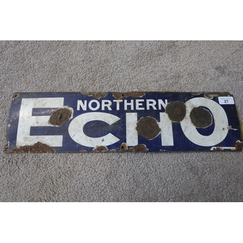 27 - Enamel advertising sign for The Northern Echo (56cm x 15cm)
