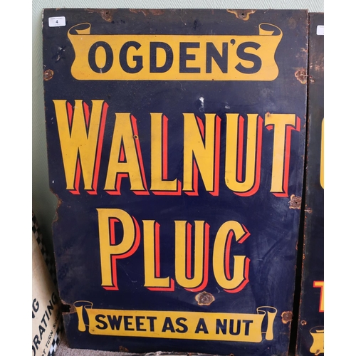 4 - Vintage enamel advertising sign for Ogden's Walnut Plug Sweet As A Nut (tobacco) (61cm x 91cm)
