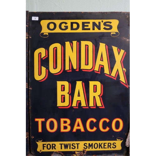 5 - Vintage enamel advertising sign for Ogden's Condax Bar Tobacco (61cm x 91cm)