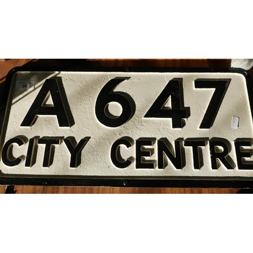 56 - Cast alloy A647 City Centre road sign (50.5cm x 24cm)