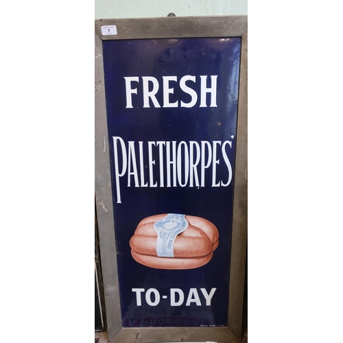 7 - Framed and mounted vintage enamel advertising sign 'Fresh Palethorpes To-Day' Palethorpes Sausages (... 