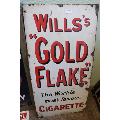 8 - Vintage enamel advertising sign for Wills's Gold Flake The Worlds Most Famous Cigarette (45.5cm x 91... 