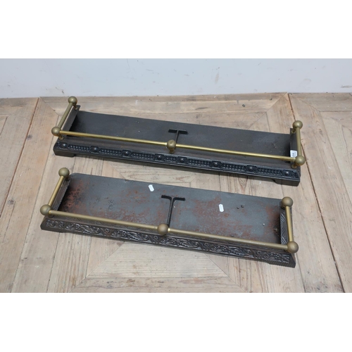 117 - Two Victorian cast metal and brass fire fenders (widths 84cm and 74cm) (2)