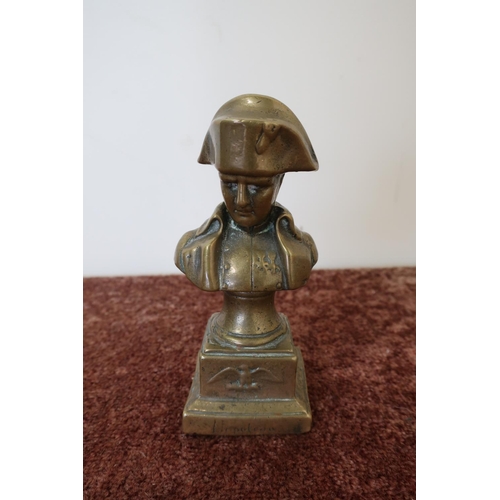 127 - 19th C French bronze bust of Napoleon Bonaparte (14cm high) on stepped square base, the reverse mark... 