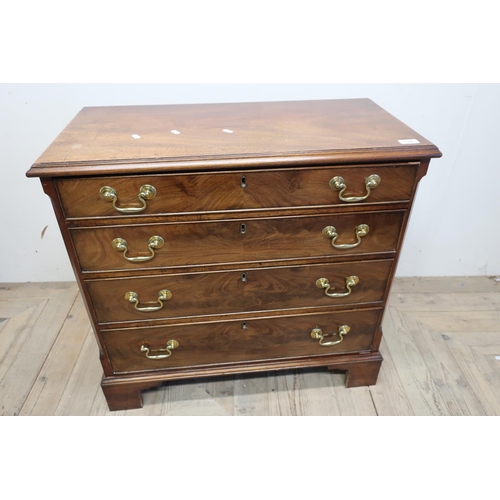 132 - Small 19th C chest of four drawers on raised bracket feet (78cm x 39cm x 74cm)