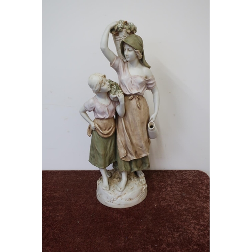 2 - Royal Dux Group No. 1602 of young lady grape carriers (approx 59cm high)