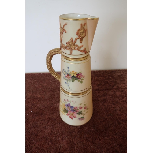 36 - Royal Worcester RDNO17049 jug of tapering form with floral detail No.1047 (height 22.5cm)