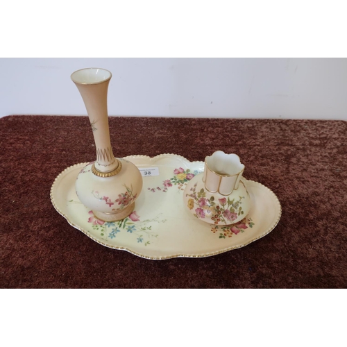 38 - Group of Royal Worcester ceramics including vase No. 991, oval tray RDNO316064 and bottle neck vase ... 