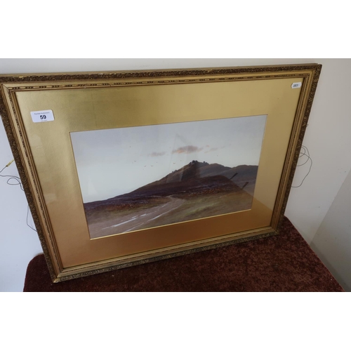 59 - Framed and mounted watercolour of moorland scene by Charles. E. Brittan (66.5cm x 50cm icluding fram... 