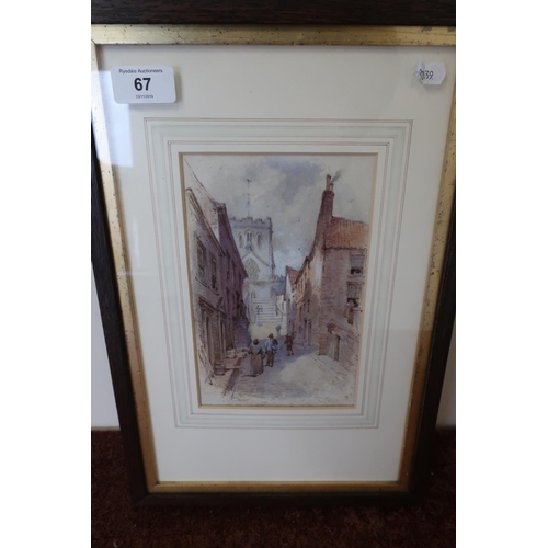 67 - Small framed and mounted watercolour by Frank Rouse (26cm x 40cm including frame)