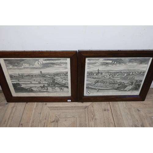 82 - Pair of prints of engravings of Manchester and Salford in late 19th C rosewood frames (81.5cm x 84cm... 