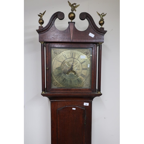 84 - 30 hour oak cased long cased clock with brass date dial by John Lawson, Bradford
