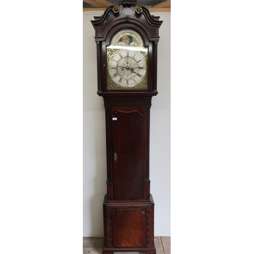 85 - Large mahogany cased 8 day long cased clock with brass moon dial by William Winstanley Wigan