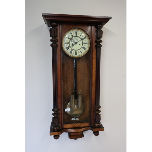 89 - Walnut cased double weighted Vienna style wall clock