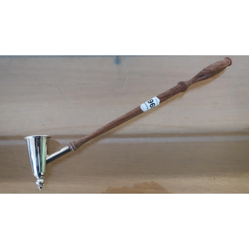 396 - Birmingham silver hallmarked candle snuffer with turned wood handle