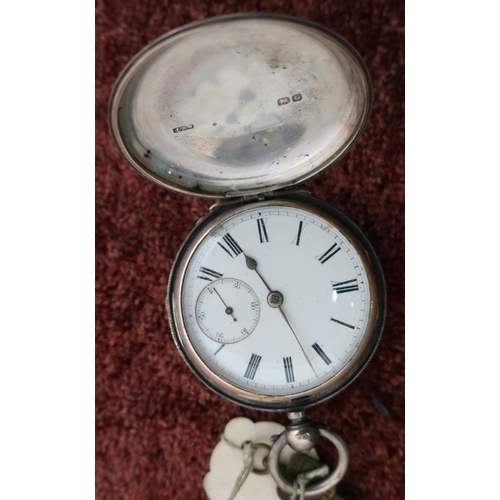 408 - Chester 1890 silver hallmark cased Full Hunter Pocket Watch with secondary dial