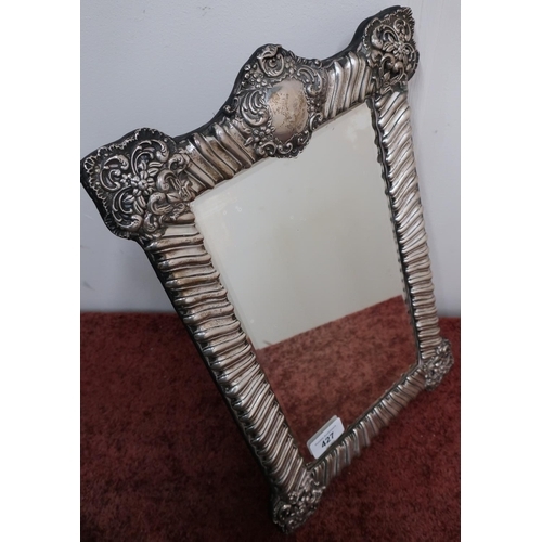 427 - Large Birmingham 1900 silver hallmarked framed bevel edged mirror with easel stand (26cm x 37cm)