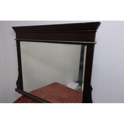 407 - Mahogany bevelled edge over mantel mirror (width 103cm)