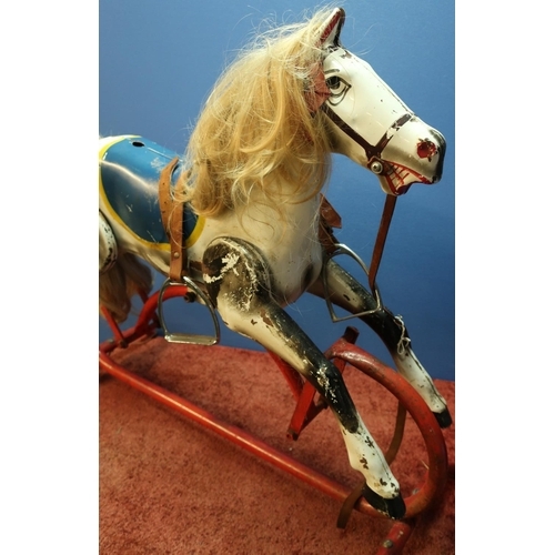 436 - Vintage tin-plate rocking horse