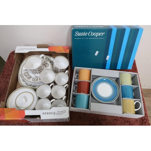 100 - Susie Cooper 'Gay Stripes Sevres' No. C2144 six piece coffee service in original box and a part Susi... 